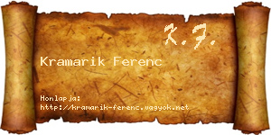 Kramarik Ferenc névjegykártya